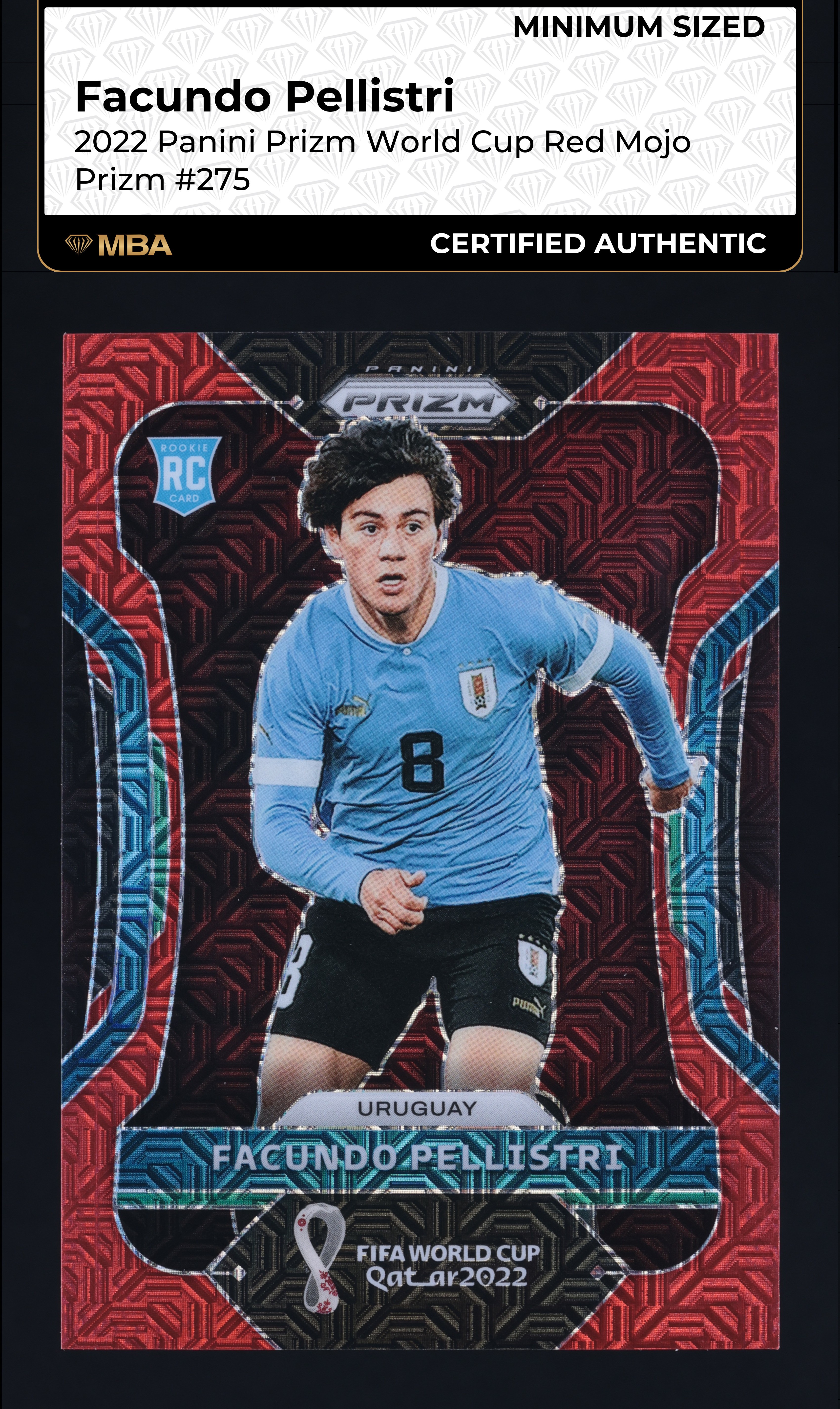 2022 Panini Prizm World Cup Red Mojo Facundo Pellistri RC /99 MBA AUTH Min Sized
