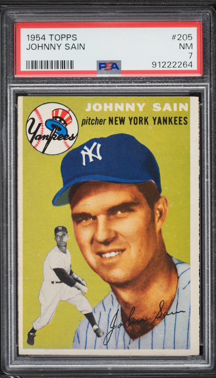 1954 Topps Johnny Sain #205 PSA 7 NRMT
