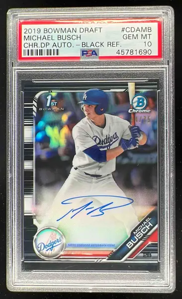 2019 Bowman Draft Chrome Black Refractor #CDA-MB Michael Busch Auto /75 PSA 10