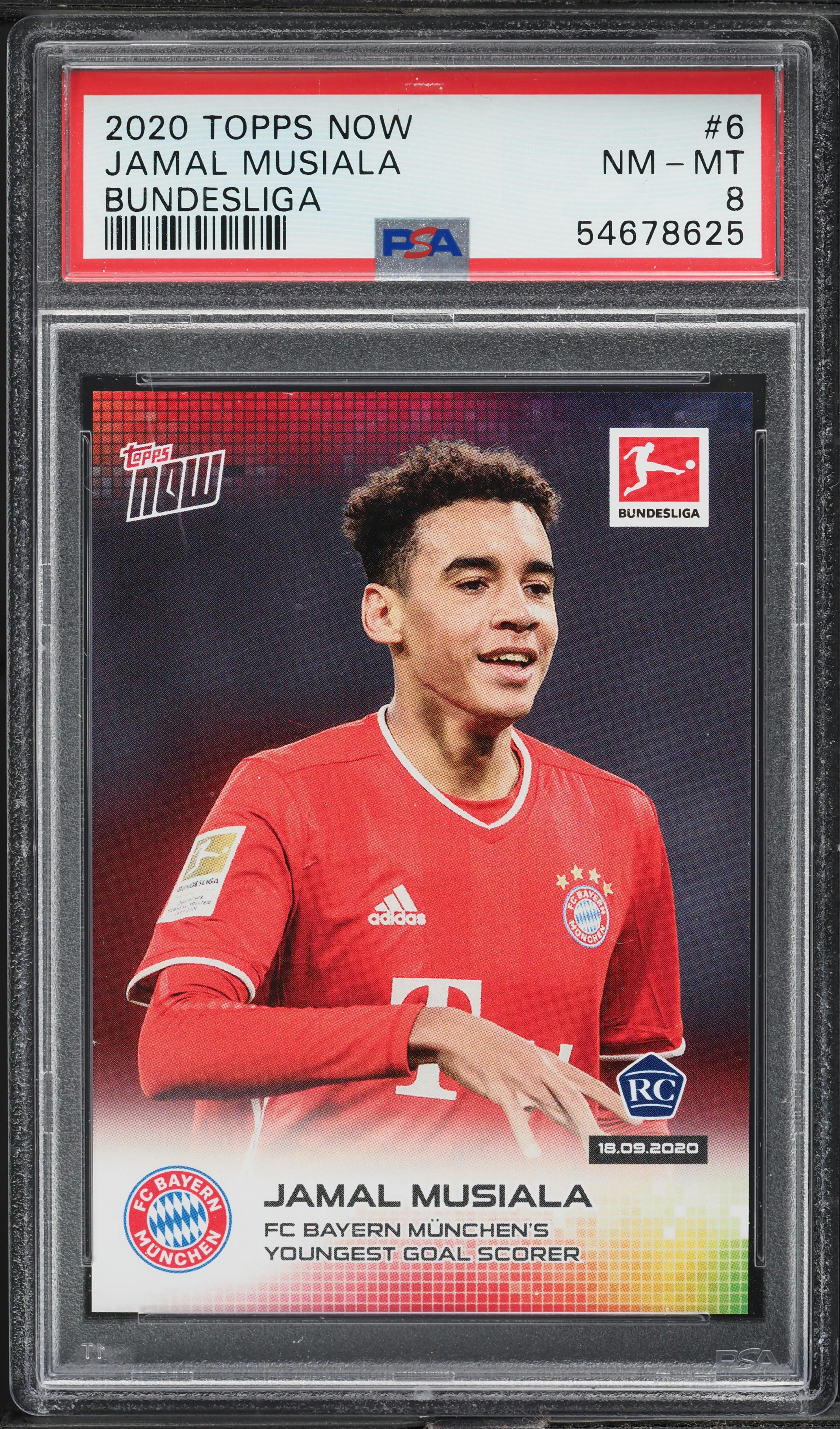 2020 Topps Now Bundesliga Jamal Musiala ROOKIE #6 PSA 8 NM-MT