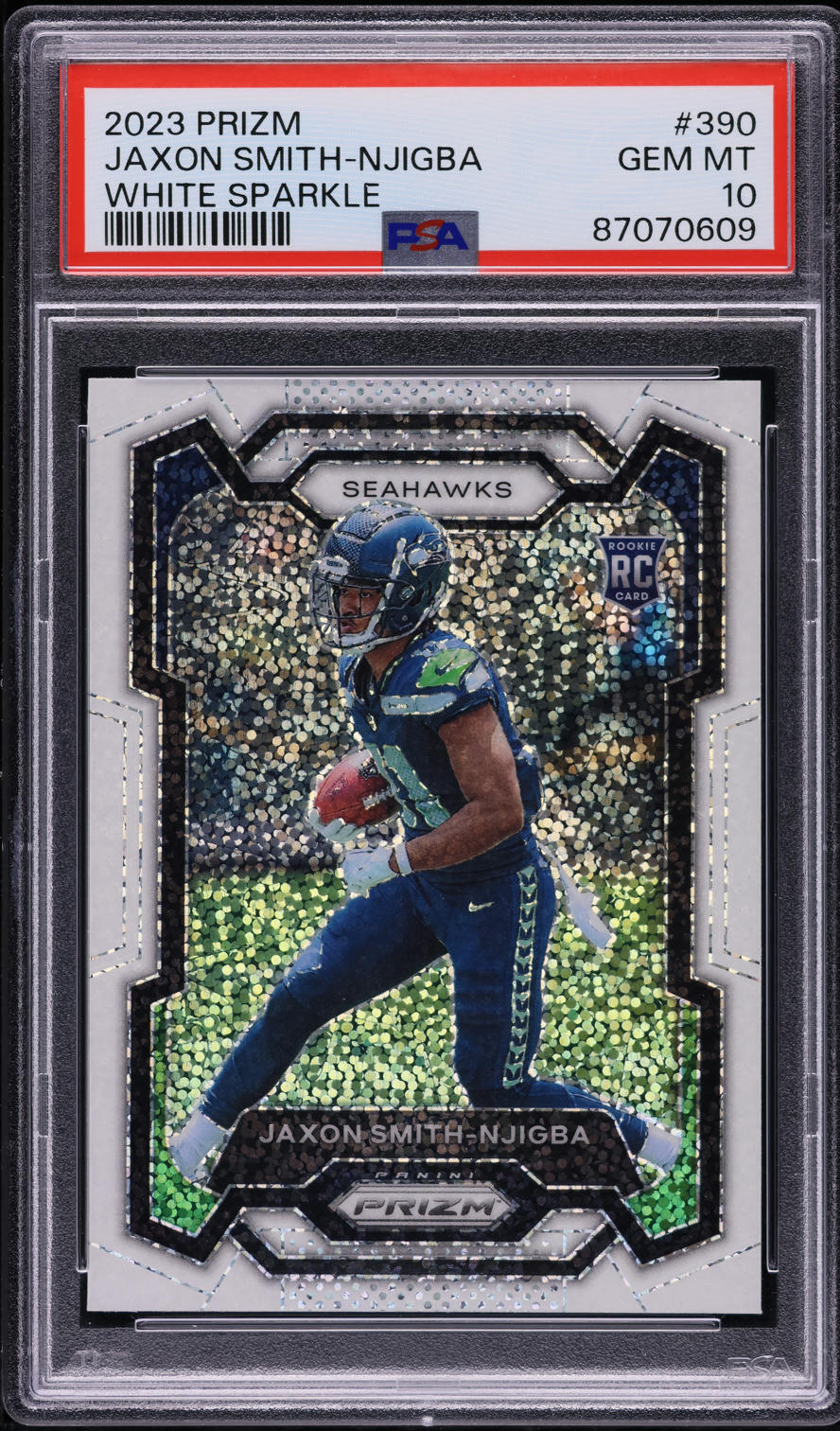 2023 Panini Prizm White Sparkle Jaxon Smith-Njigba ROOKIE #390 PSA 10 GEM MINT