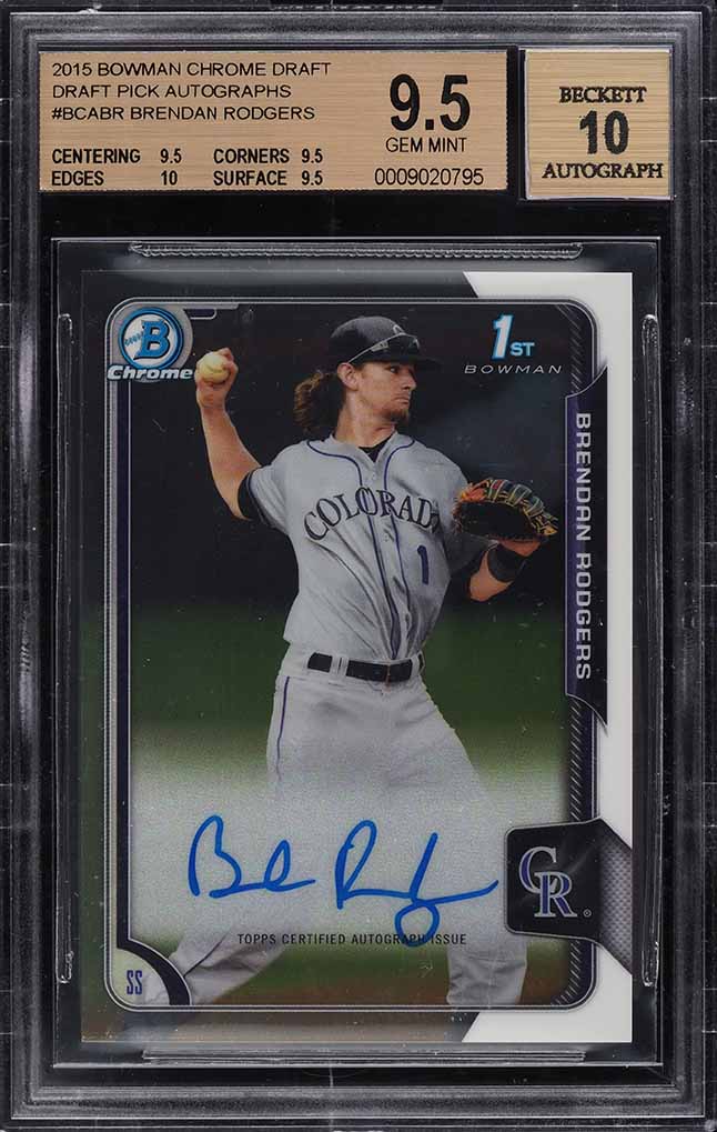 2015 Bowman Chrome Draft Pick Brendan Rodgers PROSPECT AUTO #BCA-BR BGS 9.5 GEM