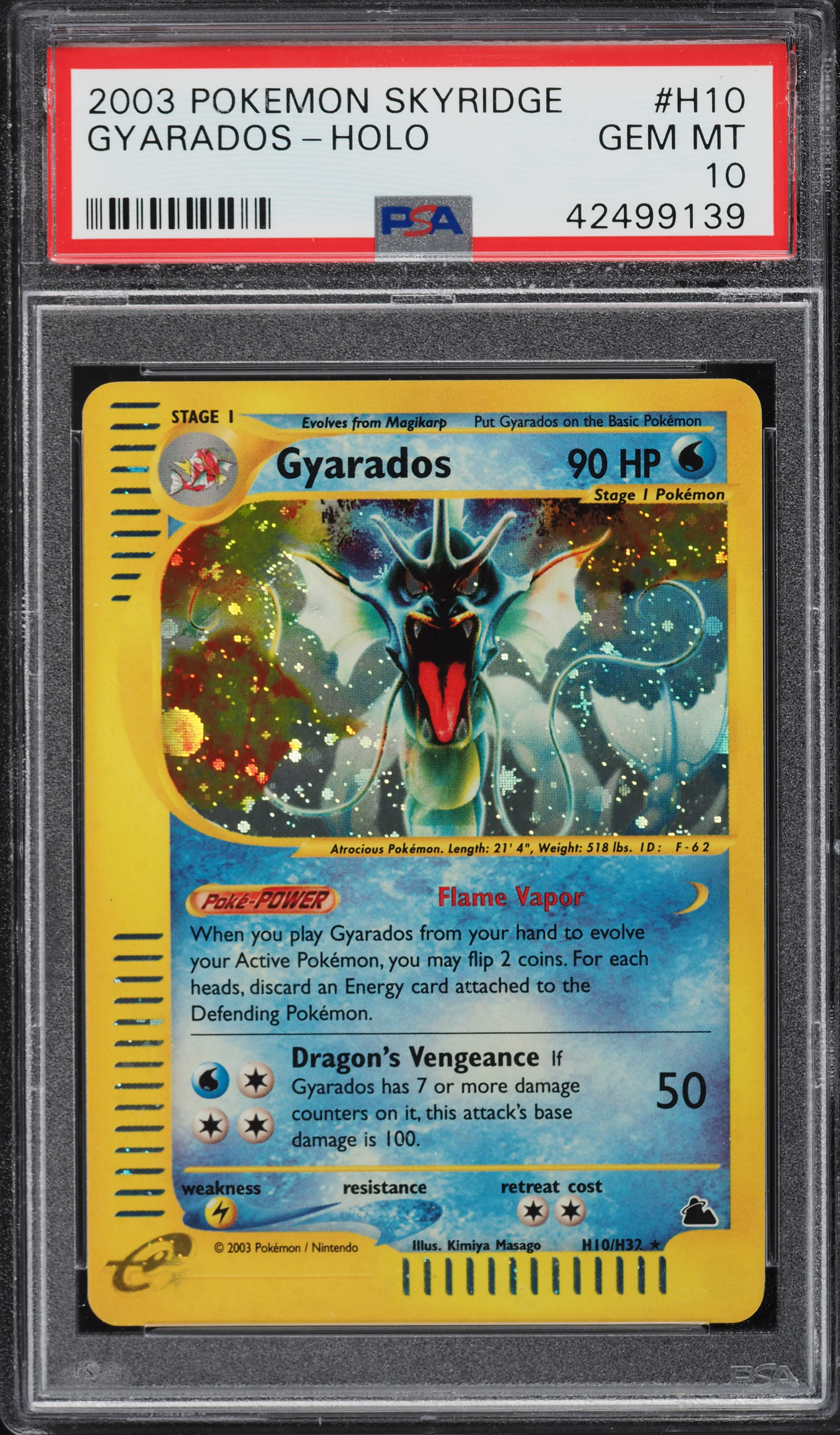 2003 Pokemon Skyridge Holo Gyarados #H10 PSA 10 GEM MINT