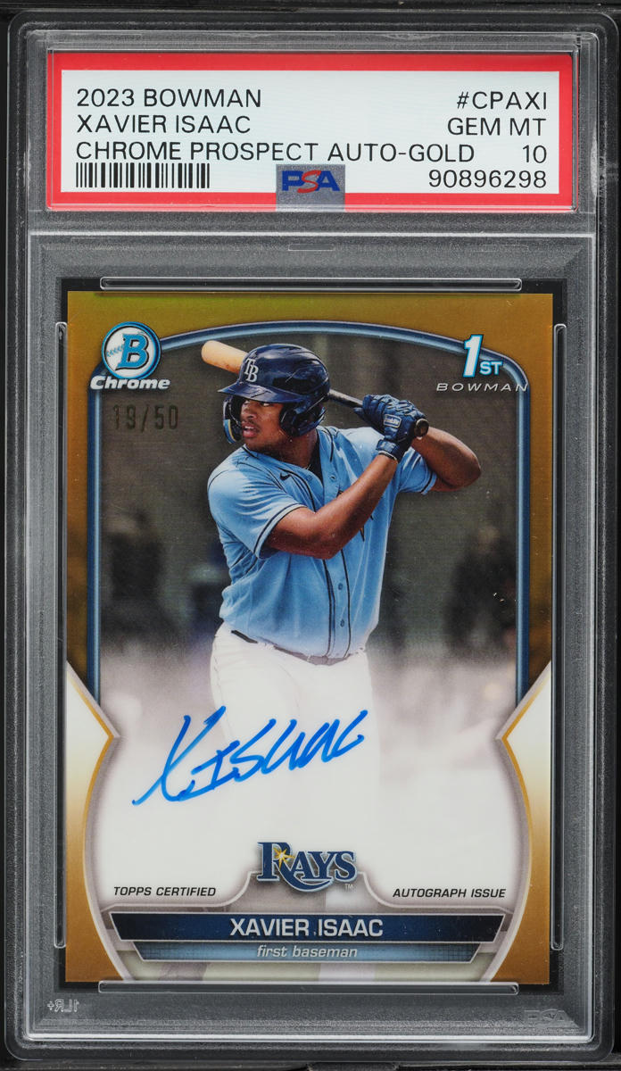 2023 Bowman Chrome Gold Refractor Xavier Isaac PROSPECT AUTO /50 #CPA-XI PSA 10