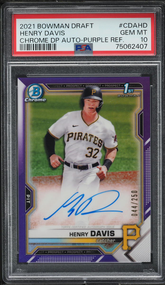 2021 Bowman Chrome Purple Refractor Henry Davis ROOKIE AUTO /250 #CDA-HD PSA 10