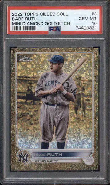 2022 Topps Gilded Collection Mini Diamond Gold Etch #3 Babe Ruth /50 PSA 10