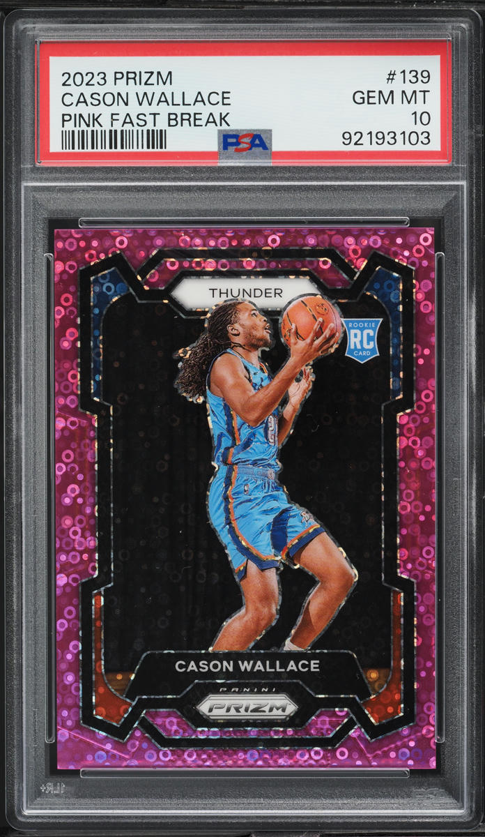 2023 Panini Prizm Pink Fast Break Cason Wallace ROOKIE /50 #139 PSA 10 GEM MINT