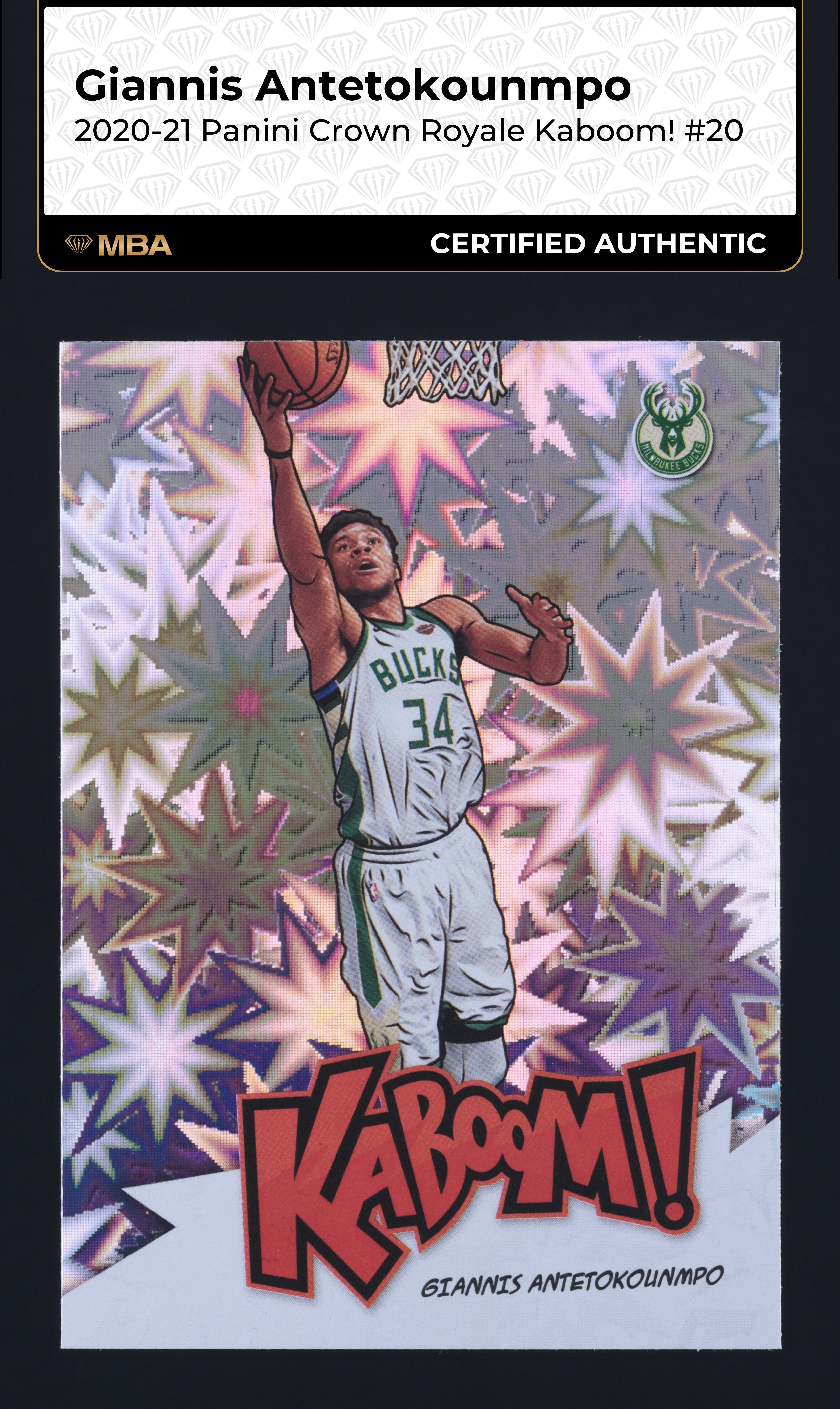 2020 Crown Royale Kaboom! Giannis Antetokounmpo #20 MBA AUTH