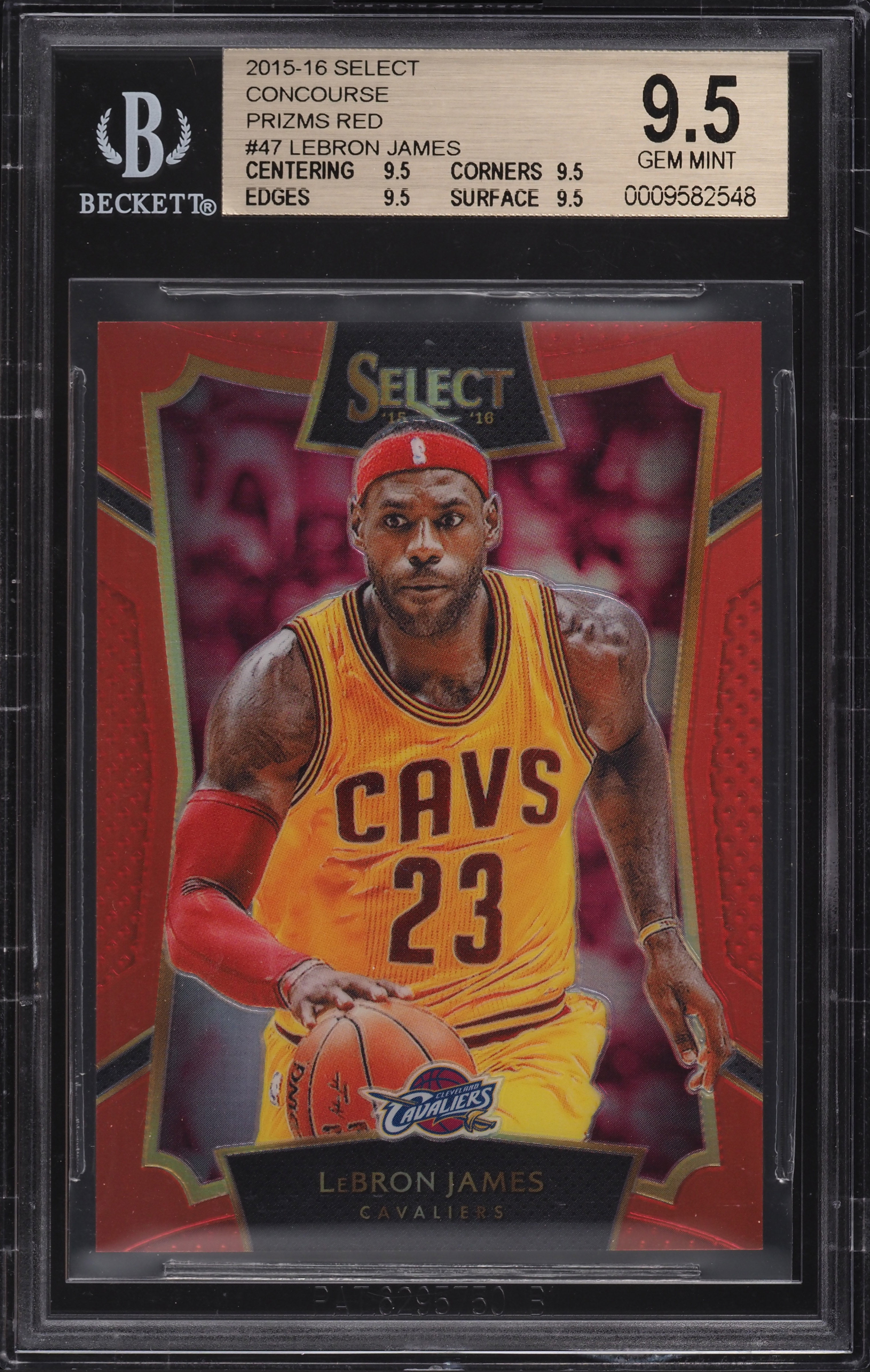 2015 Select Concourse Red Prizm LeBron James /149 #47 BGS 9.5 GEM MINT