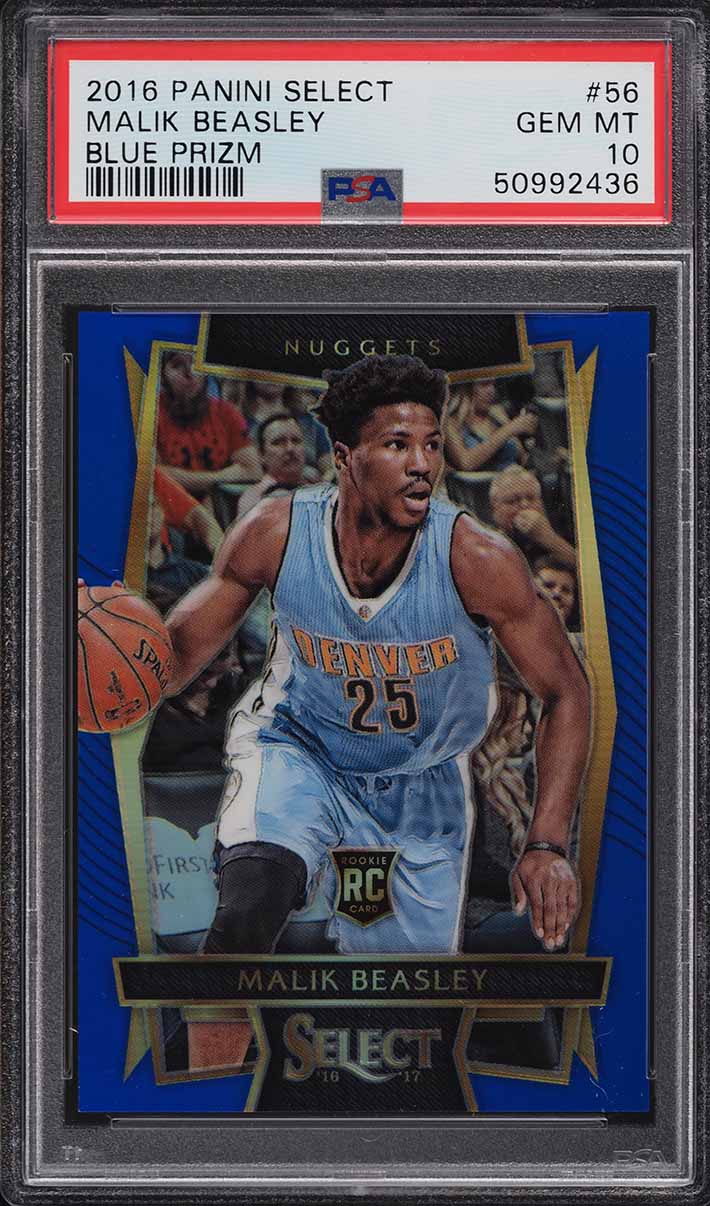 2016 Select Blue Prizm Malik Beasley ROOKIE /299 #56 PSA 10 GEM MINT