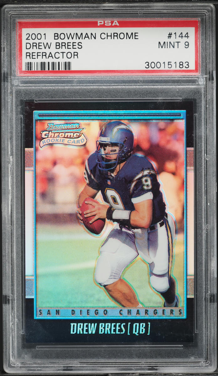 2001 Bowman Chrome Refractor Drew Brees ROOKIE /1999 #144 PSA 9 MINT