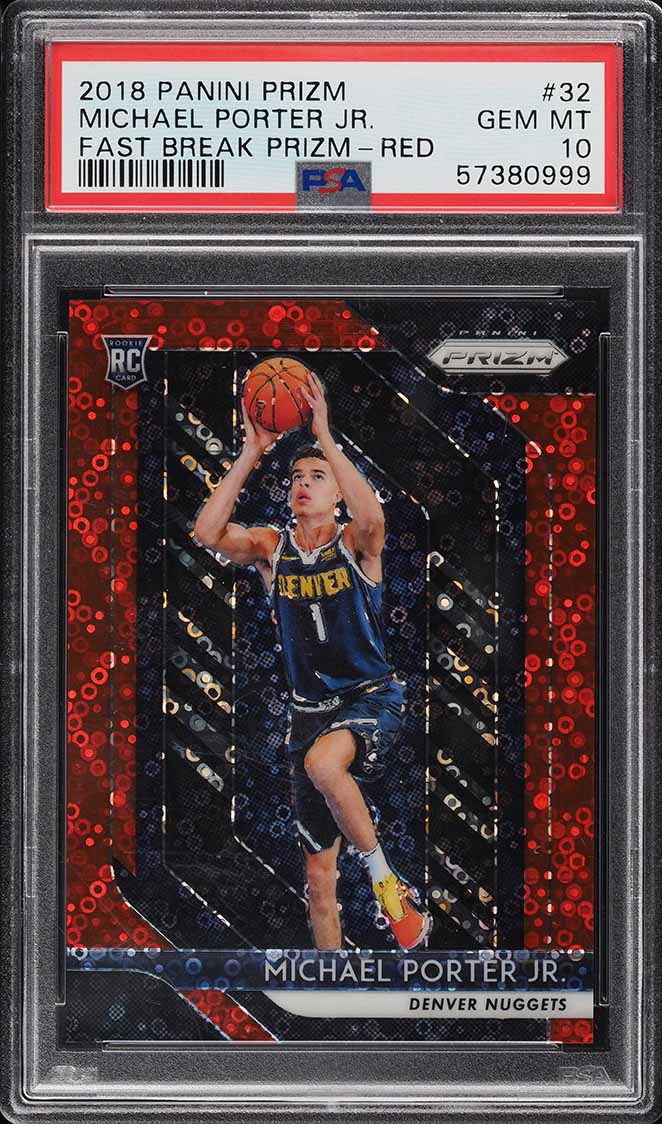 2018 Panini Prizm Fast Break Red Michael Porter Jr. ROOKIE /125 #32 PSA 10 GEM