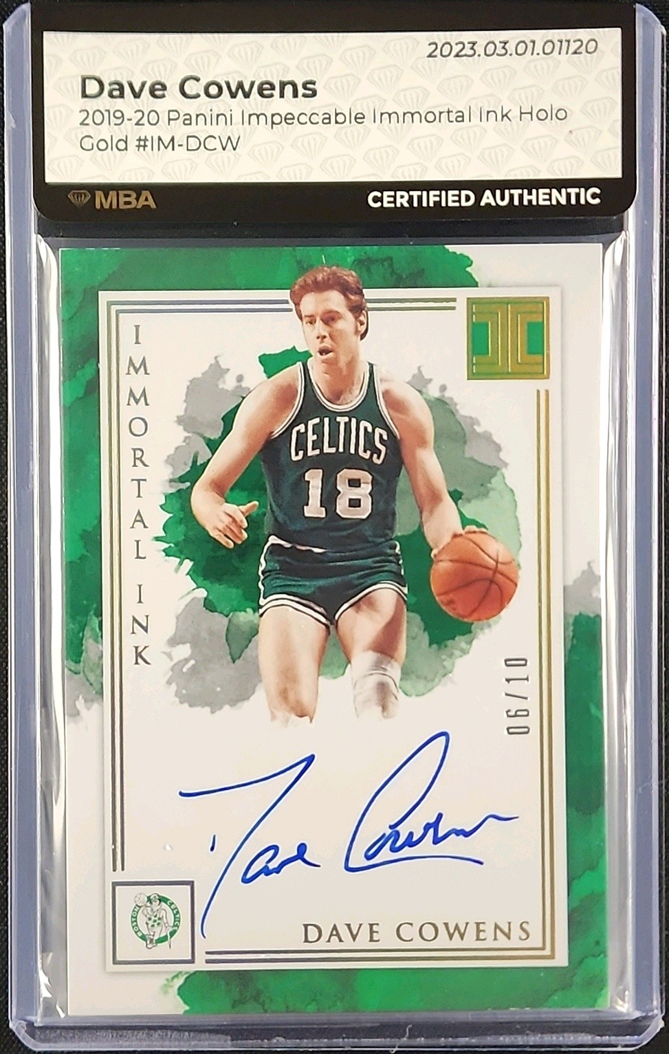 2019 Panini Impeccable Immortal Ink Holo Gold Dave Cowens AUTO /10 MBA AUTH