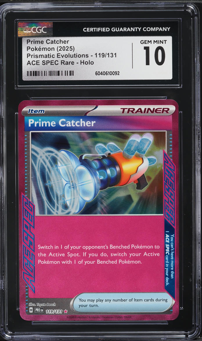 2025 Pokemon SV Prismatic Evolutions Ace Spec Prime Catcher #119 CGC 10 GEM MINT