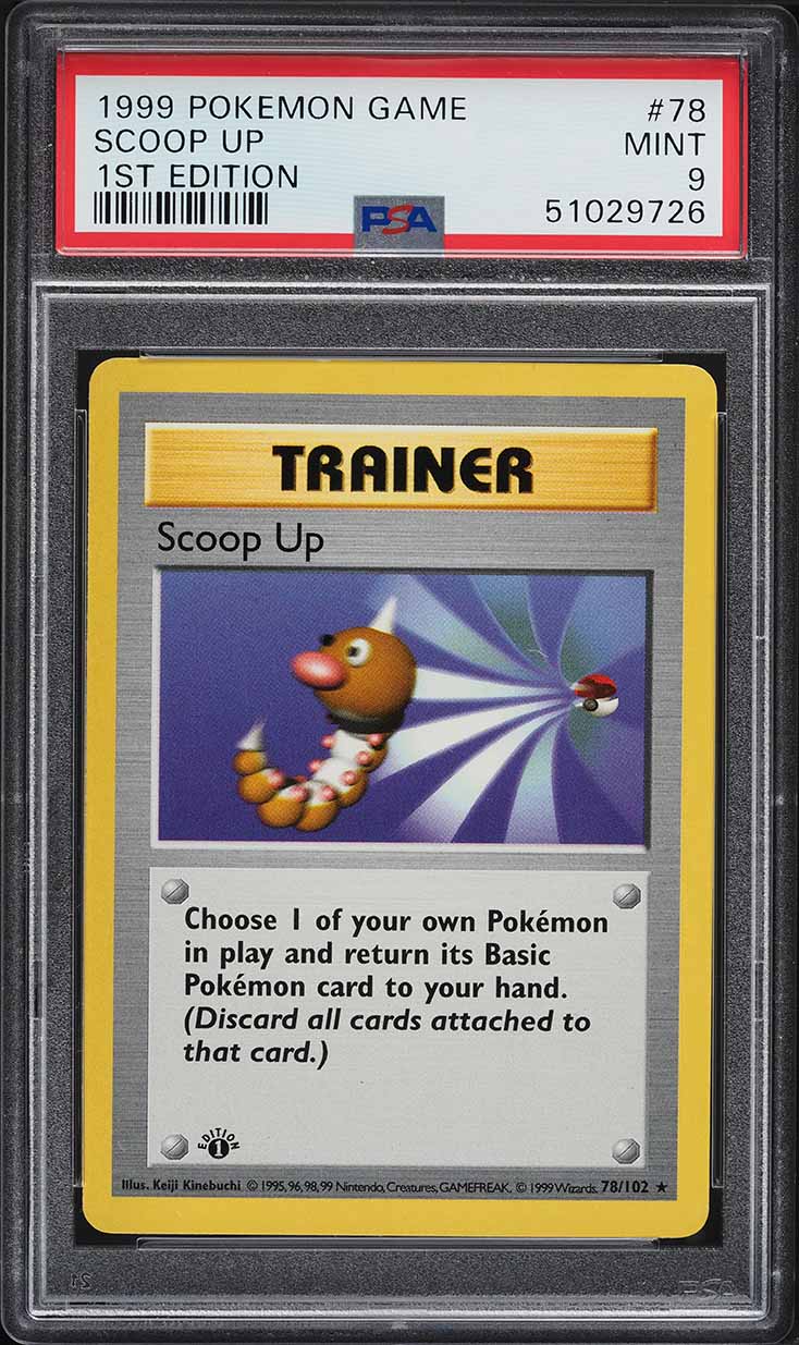 1999 Pokemon Base Set Shadowless 1st Edition Scoop Up #78 PSA 9 MINT