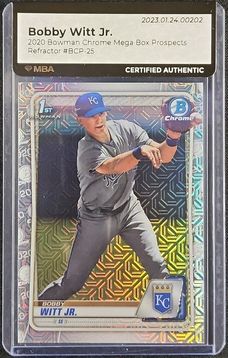 2020 Bowman Chrome Mega Box Refractor Bobby Witt Jr. PROSPECT #BCP-25 MBA AUTH