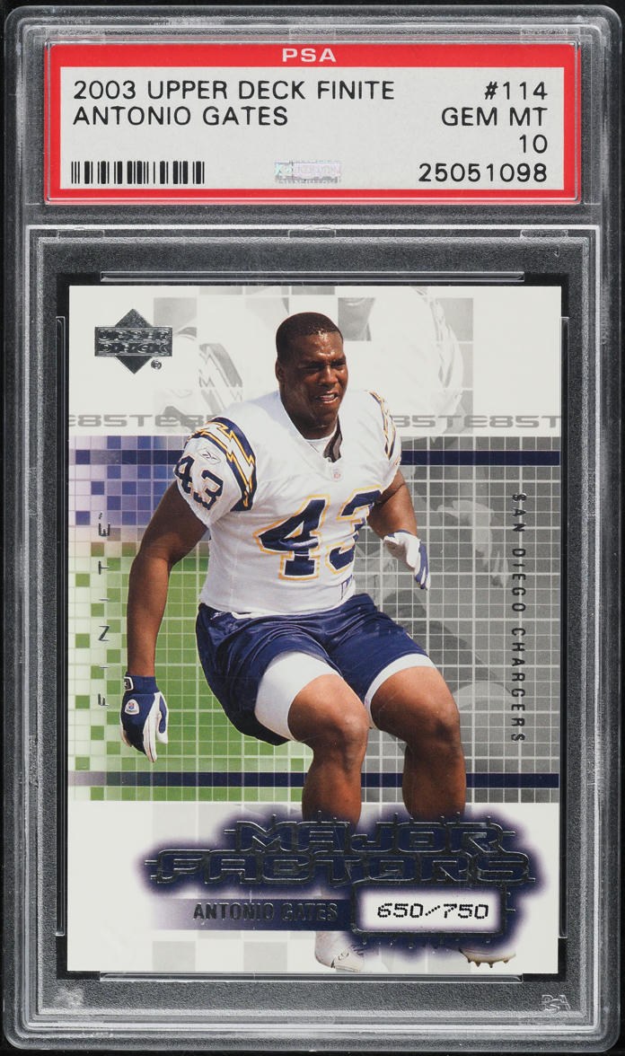 2003 Upper Deck Finite Antonio Gates ROOKIE /750 #114 PSA 10 GEM MINT