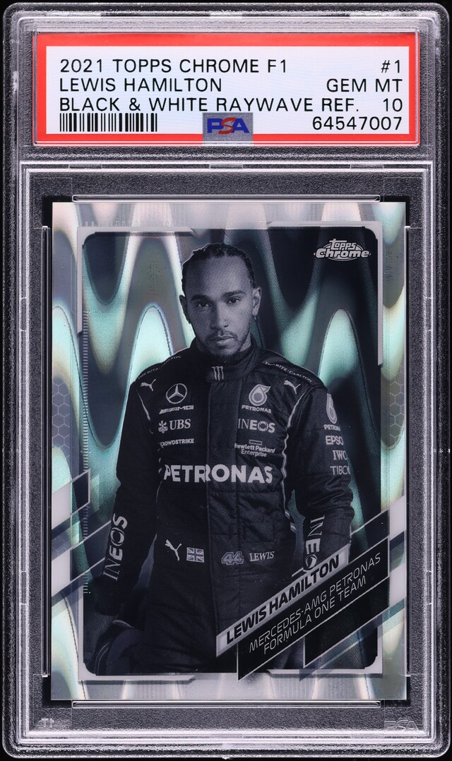 2021 Topps Chrome F1 Black & White Raywave Refractor Lewis Hamilton #1 PSA 10