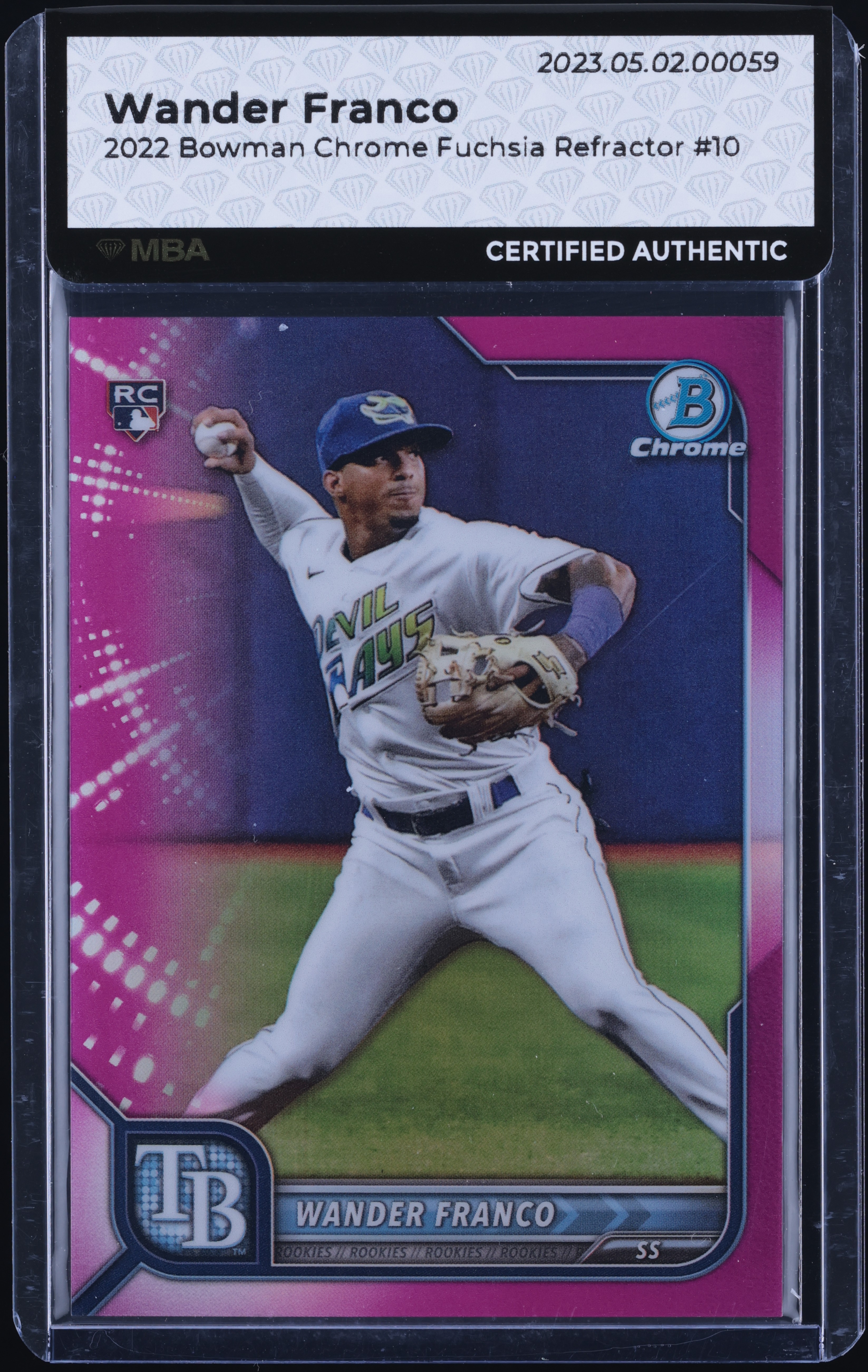 2022 Bowman Chrome Fuchsia Refractor Wander Franco ROOKIE /299 #10 MBA AUTH