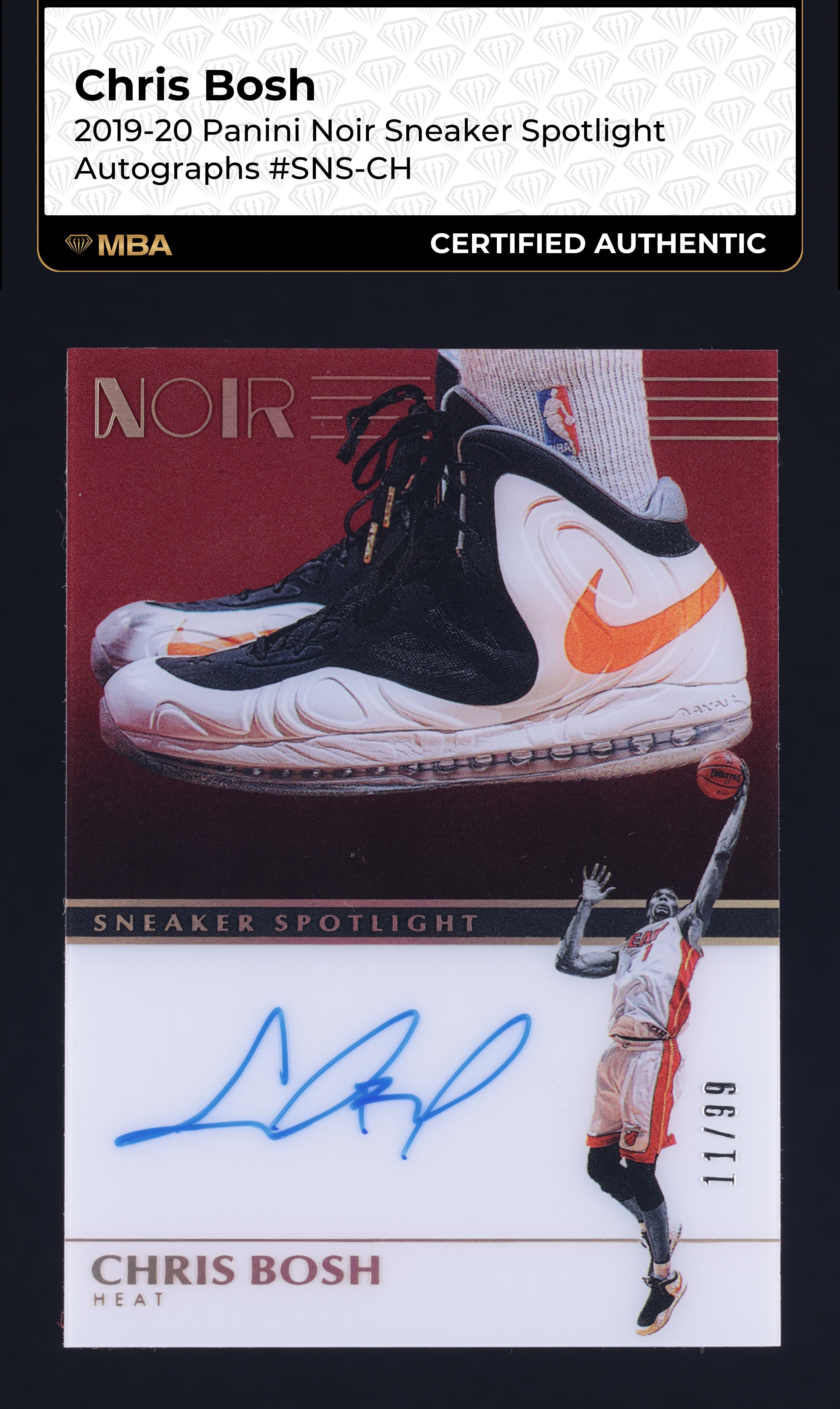 2019 Panini Noir Sneaker Spotlight Chris Bosh AUTO /99 #SNS-CH MBA AUTH
