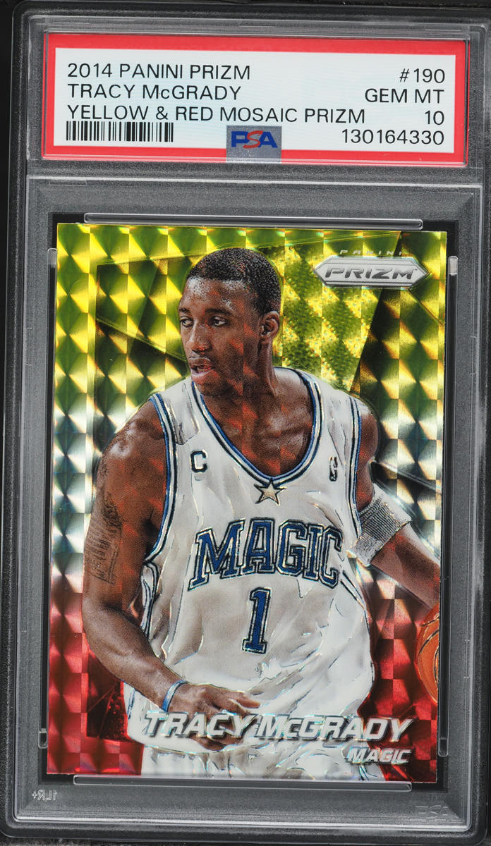 2014 Panini Prizm Yellow & Red Mosaic Tracy McGrady #190 PSA 10 GEM MINT