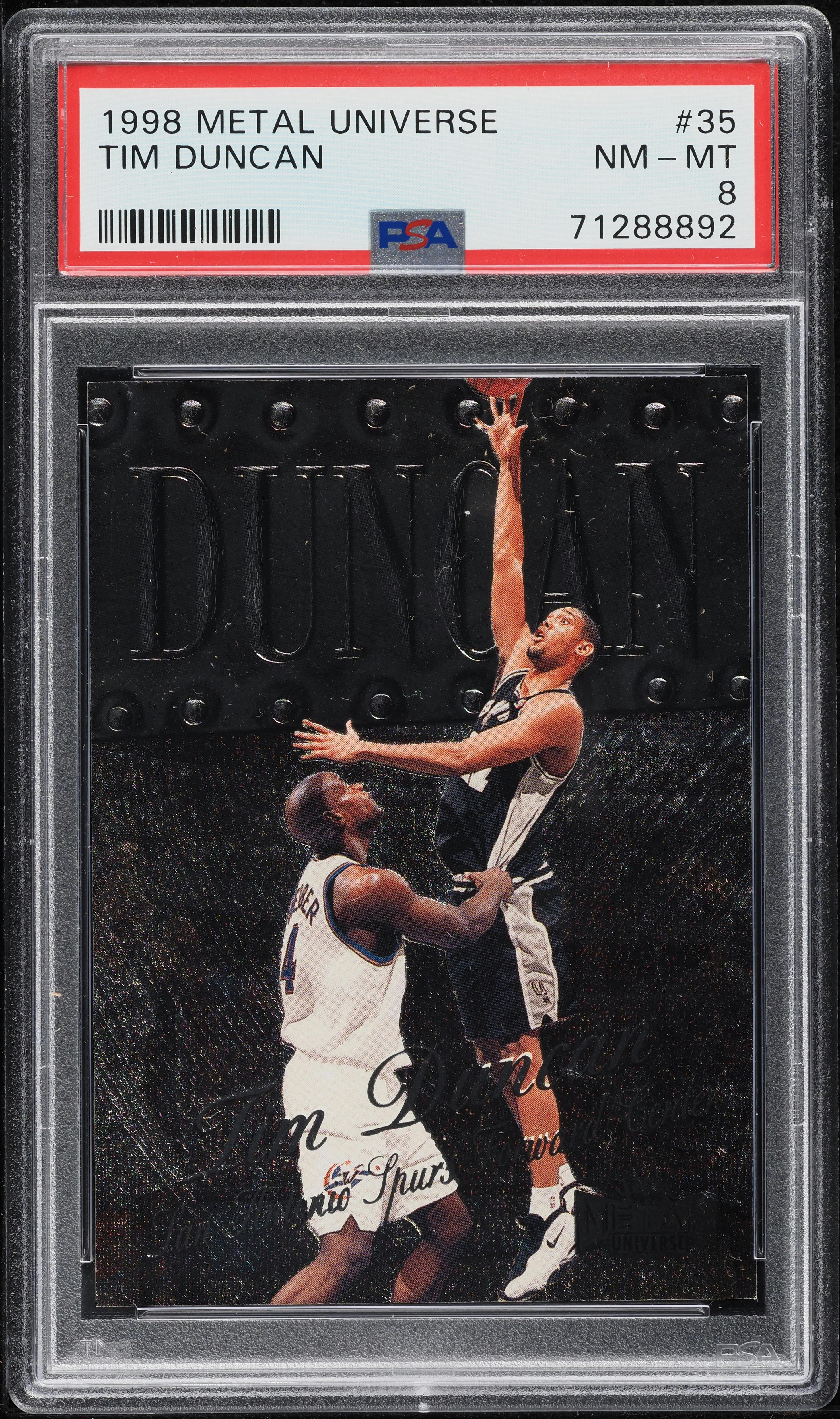 1998 Metal Universe Tim Duncan #35 PSA 8 NM-MT