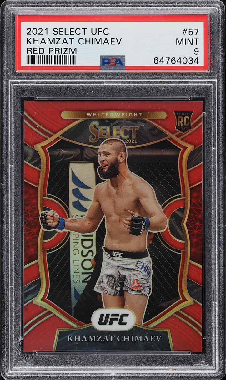 2021 Select UFC Red Prizm Khamzat Chimaev ROOKIE /99 #57 PSA 9 MINT