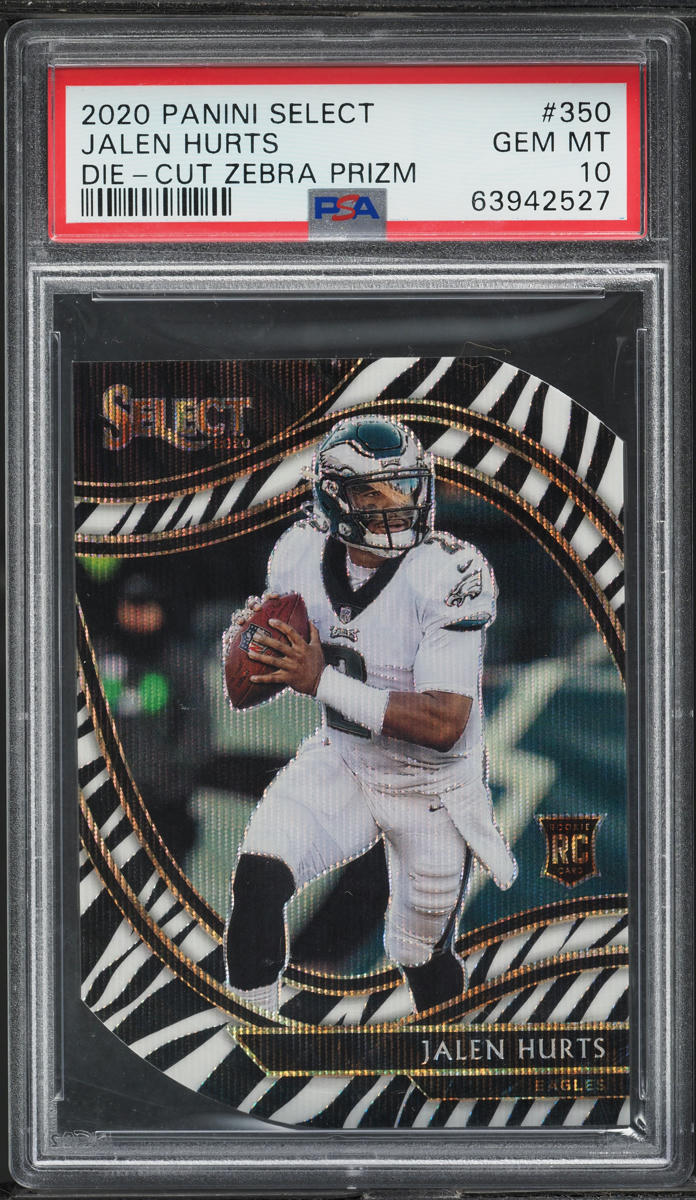 2020 Select Field Level Zebra Prizm Die-Cut Jalen Hurts ROOKIE #350 PSA 10 GEM