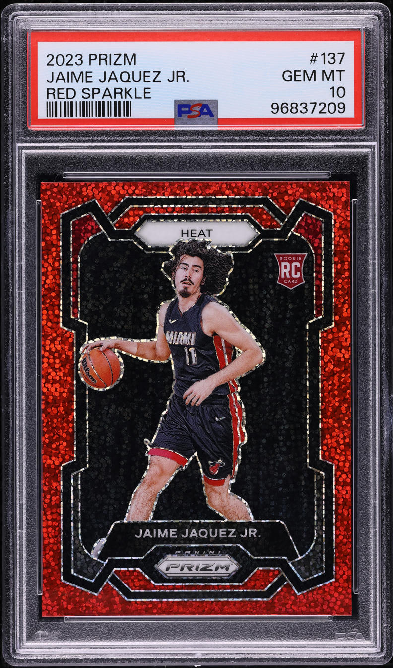 2023 Panini Prizm Red Sparkle Jaime Jaquez Jr. ROOKIE #137 PSA 10 GEM MINT