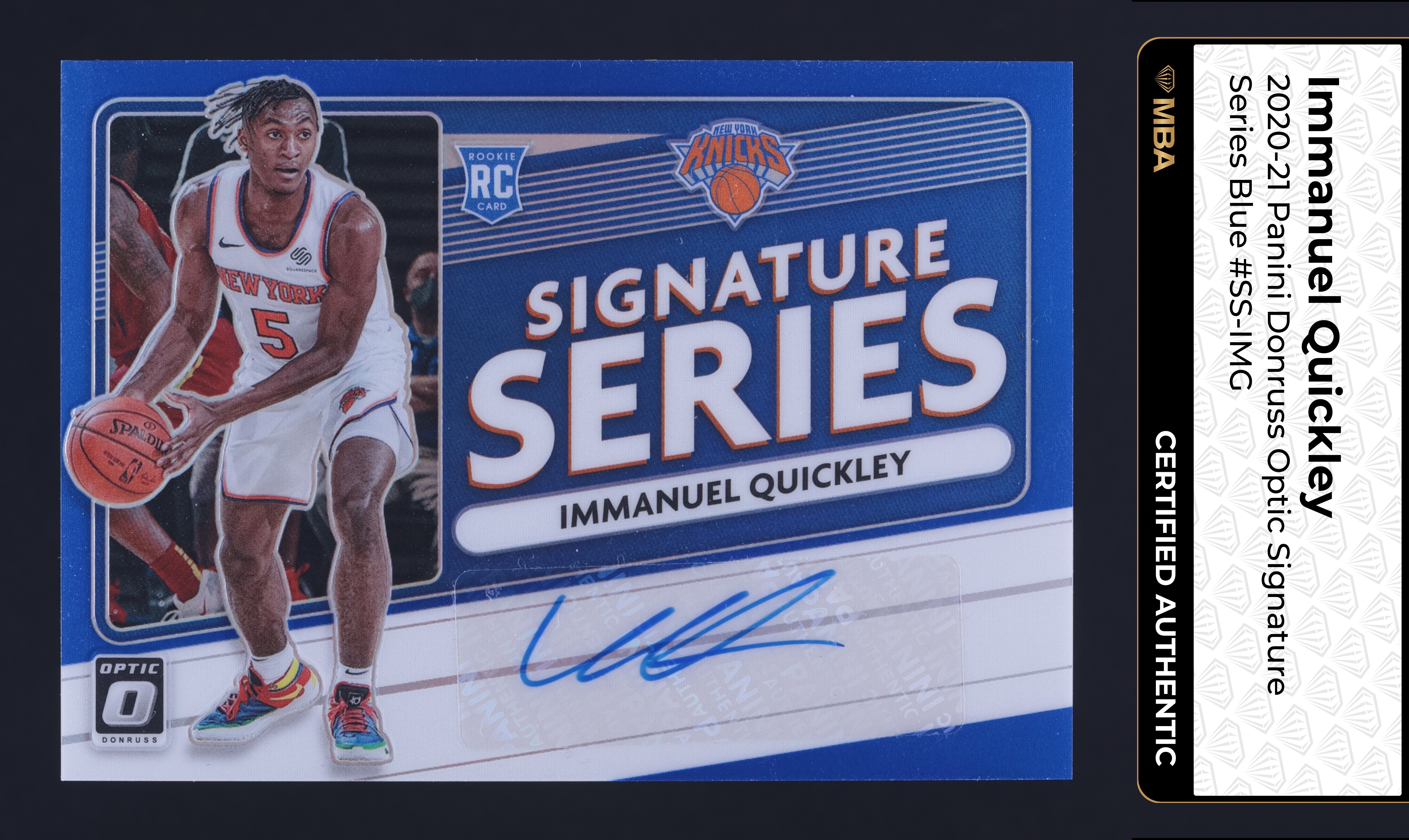 2020 Donruss Optic Signature Series Blue Immanuel Quickley RC AUTO /25 MBA AUTH