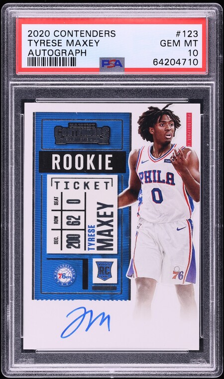2020 Panini Contenders Tyrese Maxey ROOKIE AUTO #123 PSA 10 GEM MINT