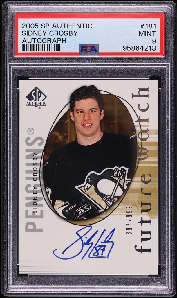2005 SP Authentic Future Watch Sidney Crosby ROOKIE AUTO /999 #181 PSA 9 MINT