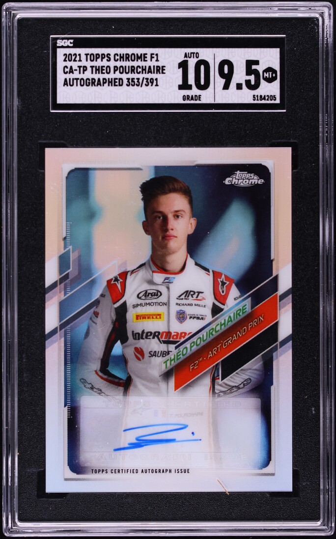 2021 Topps Chrome Formula 1 F1 Theo Pourchaire AUTO /391 #CA-TP SGC 9.5 MINT+