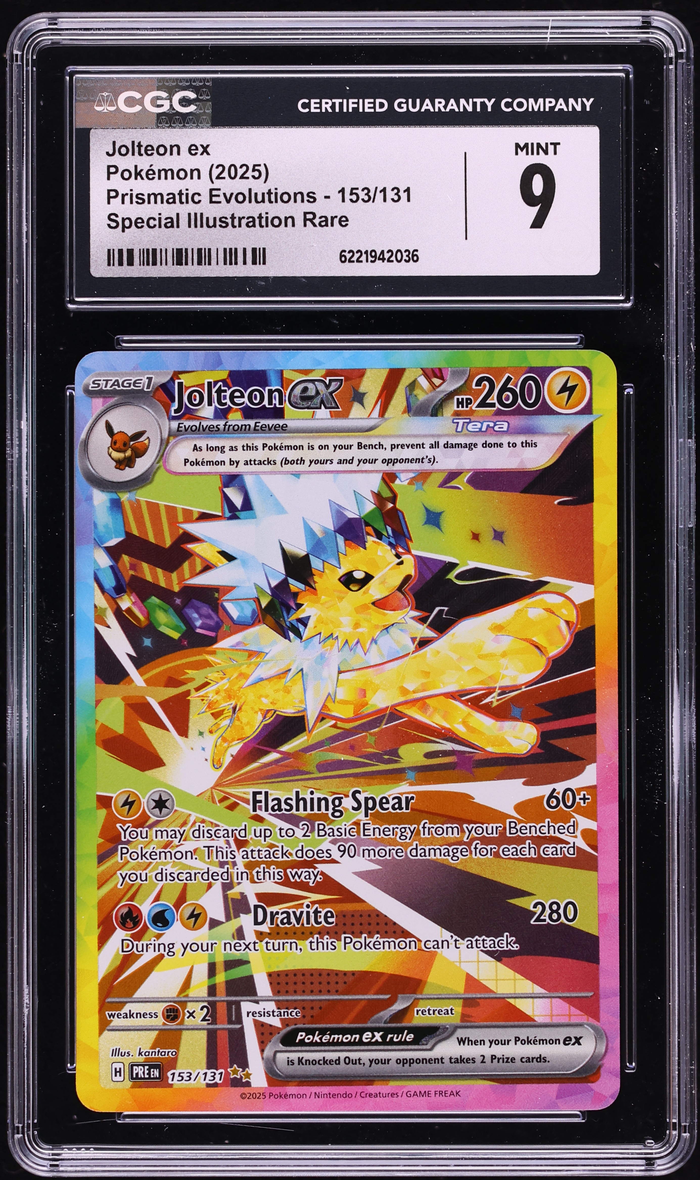 2025 Pokemon Scarlet & Violet Prismatic Evolutions SIR Jolteon EX #153 CGC 9 MINT