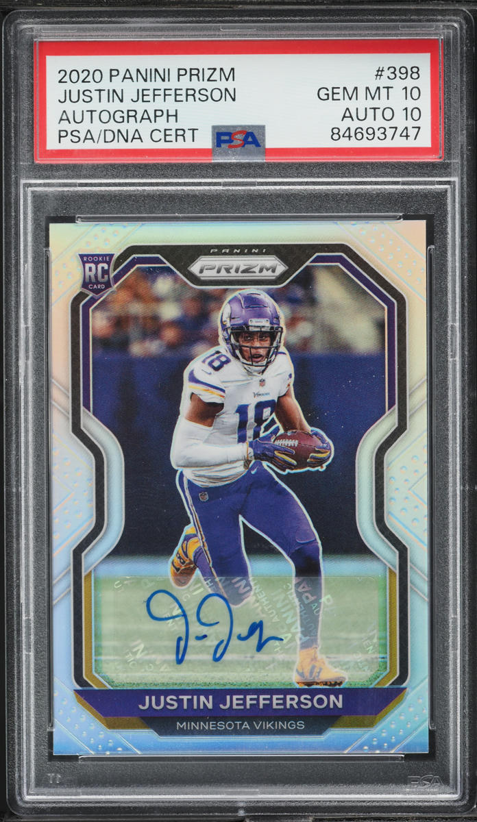 2020 Panini Prizm Silver Justin Jefferson ROOKIE AUTO DNA 10 #398 PSA 10 GEM