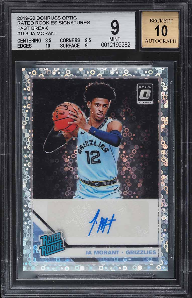 2019 Donruss Optic Fast Break Ja Morant ROOKIE AUTO #168 BGS 9 MINT
