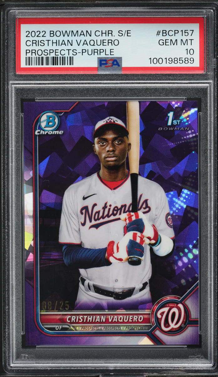 2022 Bowman Chrome Sapphire Purple Cristhian Vaquero RC /25 #BCP157 PSA 10 GEM
