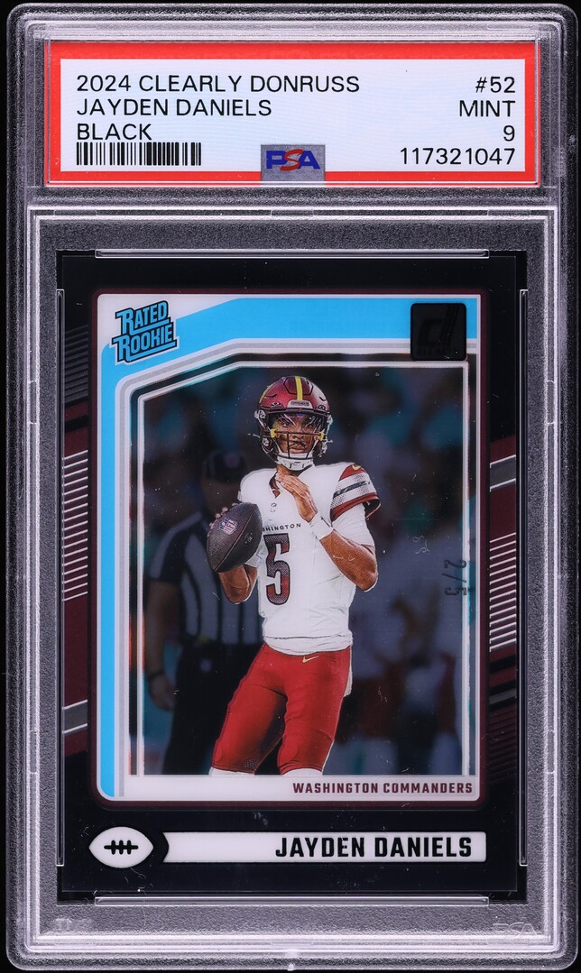 2024 Panini Clearly Donruss Black Jayden Daniels ROOKIE /5 #52 PSA 9 MINT