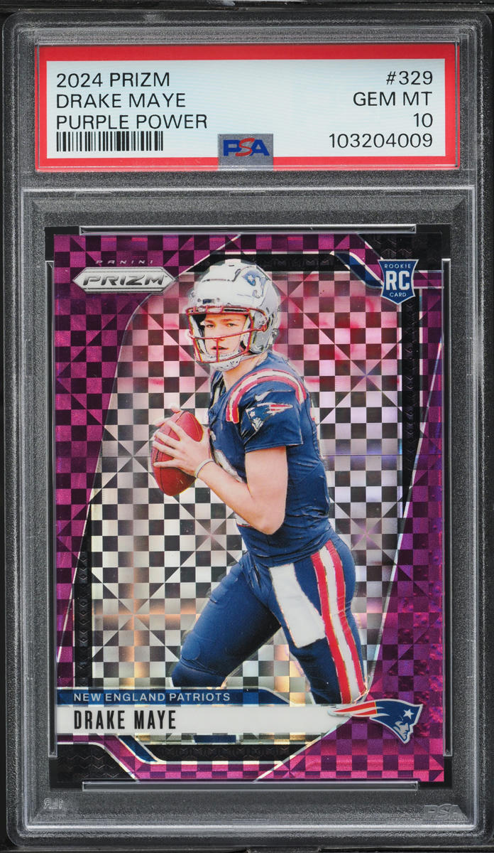 2024 Panini Prizm Purple Power Drake Maye ROOKIE /49 #329 PSA 10 GEM MINT