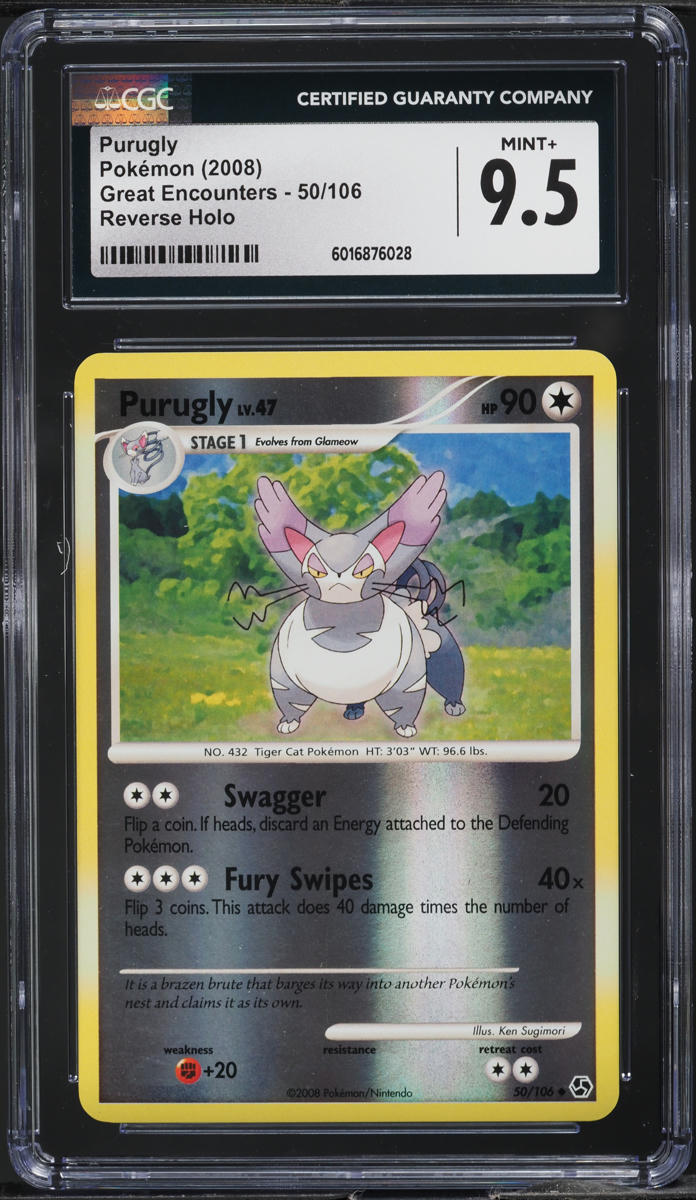 2008 Pokemon Diamond & Pearl Great Encounters Reverse Holo Purugly #50 CGC 9.5