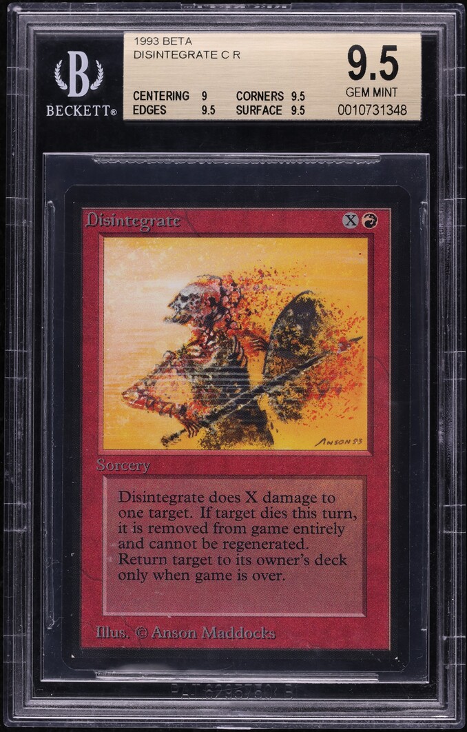 1993 Magic The Gathering MTG Beta Disintegrate C R BGS 9.5 GEM MINT