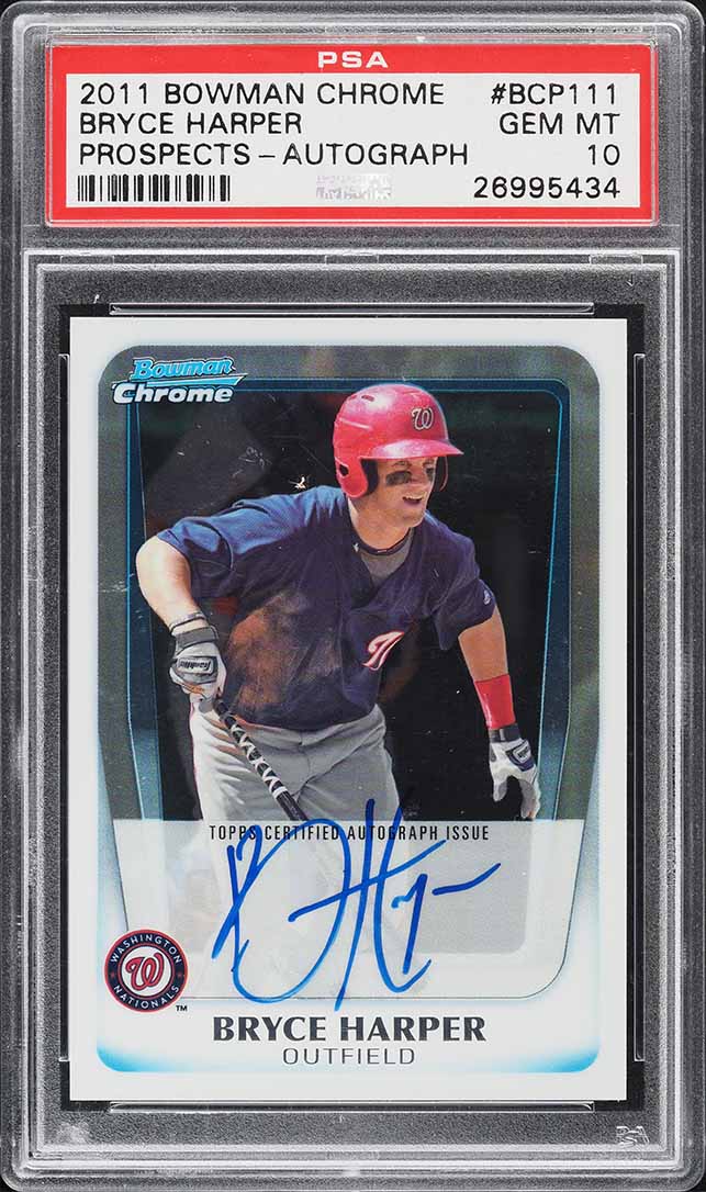 2011 Bowman Chrome Prospects Bryce Harper ROOKIE AUTO #BCP111 PSA 10 GEM MINT