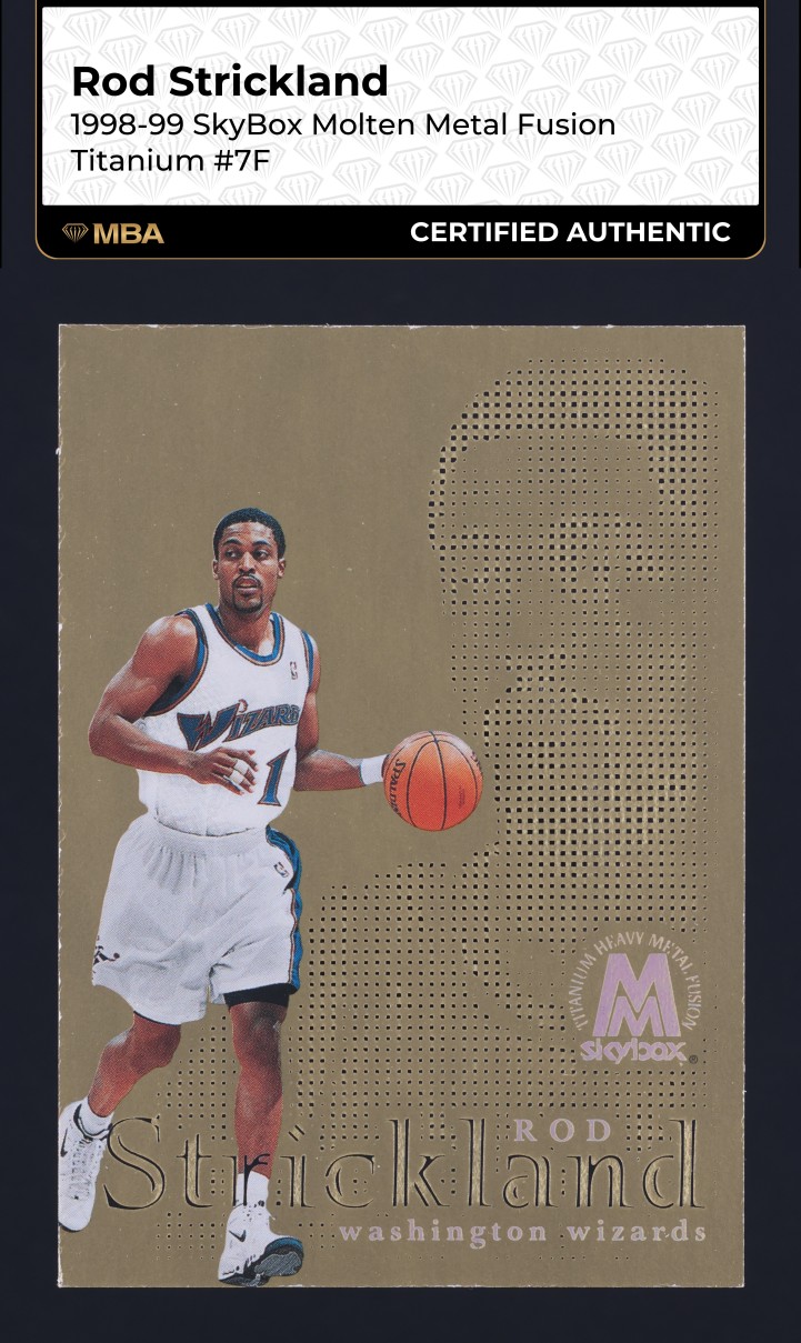 1998 Skybox Molten Metal Fusion Titanium Rod Strickland #7F MBA AUTH