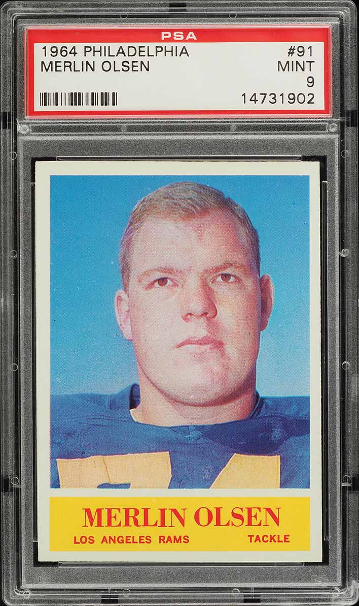 1964 Philadelphia Merlin Olsen ROOKIE #91 PSA 9 MINT