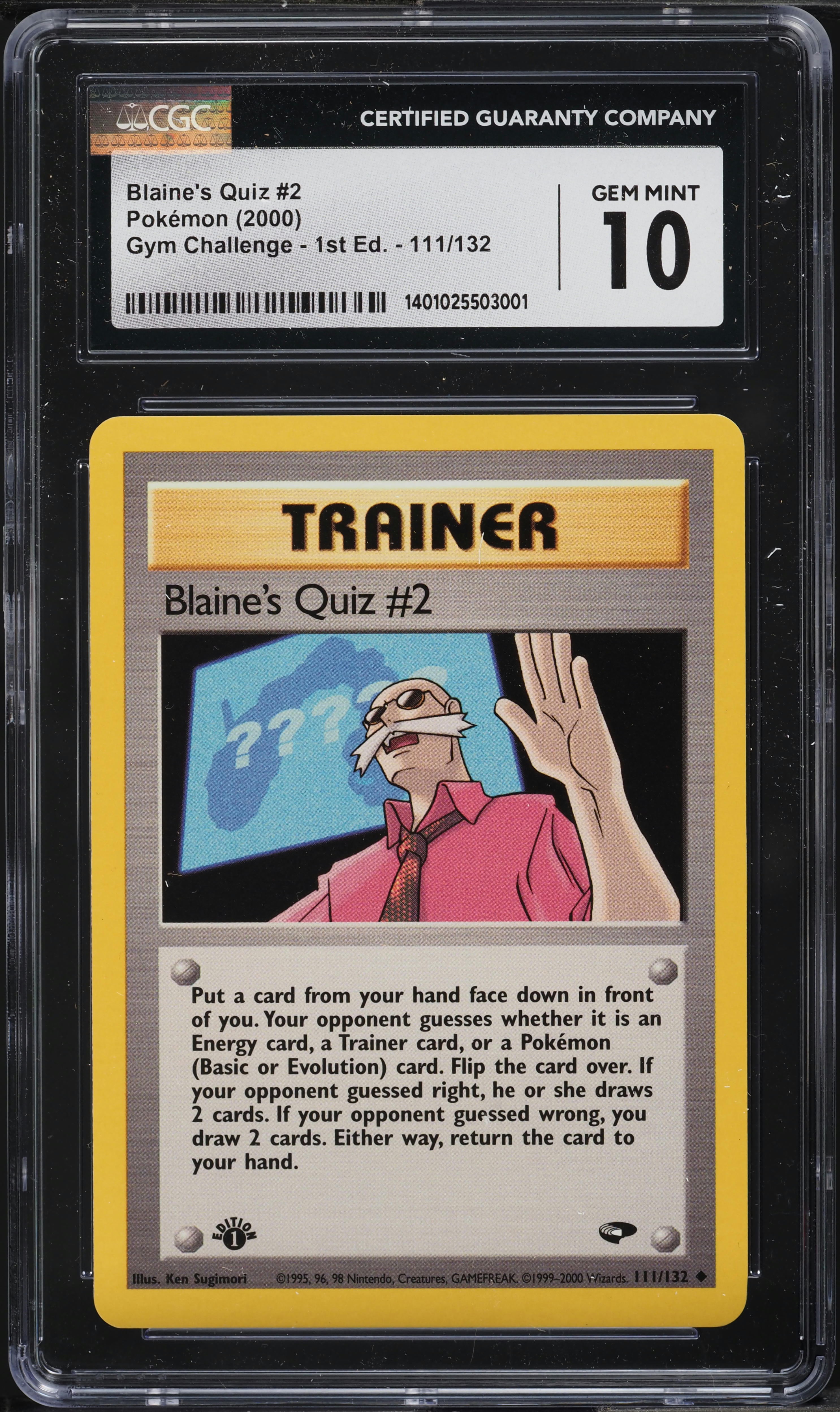 2000 Pokemon Gym Challenge 1st Edition Blaine's Quiz #2 #111 CGC 10 GEM MINT