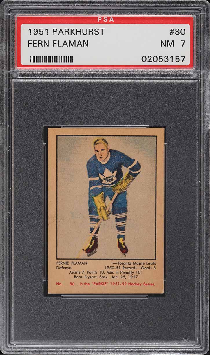 1951 Parkhurst Fern Flaman ROOKIE #80 PSA 7 NRMT