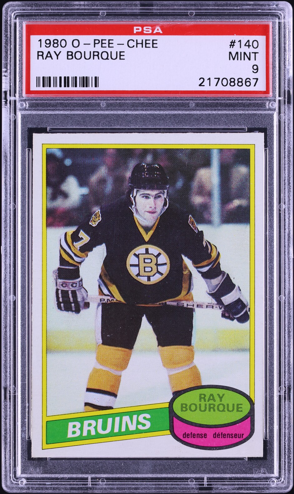 1980 O-Pee-Chee Hockey Ray Bourque ROOKIE #140 PSA 9 MINT
