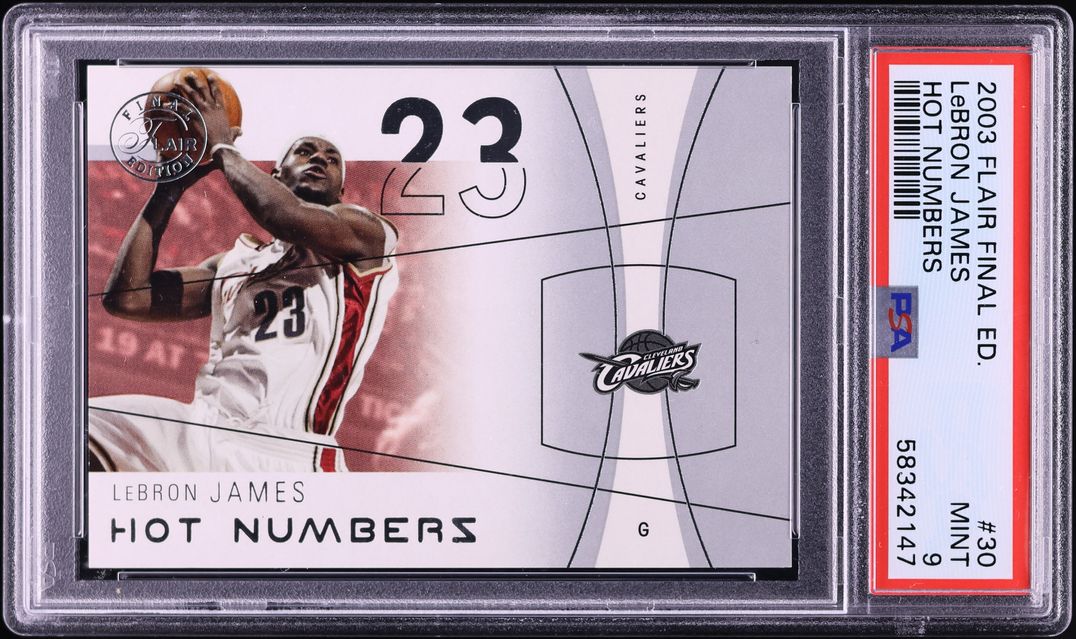 2003 Flair Final Edition Hot Numbers LeBron James ROOKIE /500 #30 PSA 9 MINT