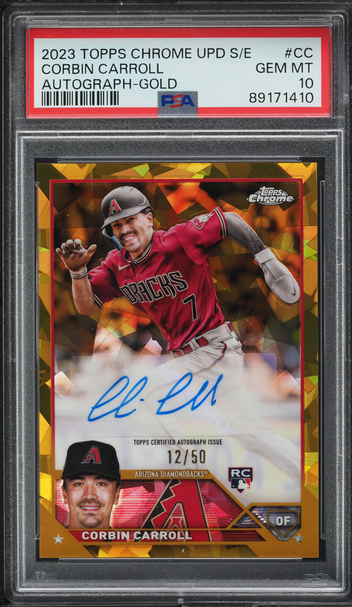 2023 Topps Chrome Update Sapphire Gold Corbin Carroll ROOKIE AUTO /50 PSA 10 GEM