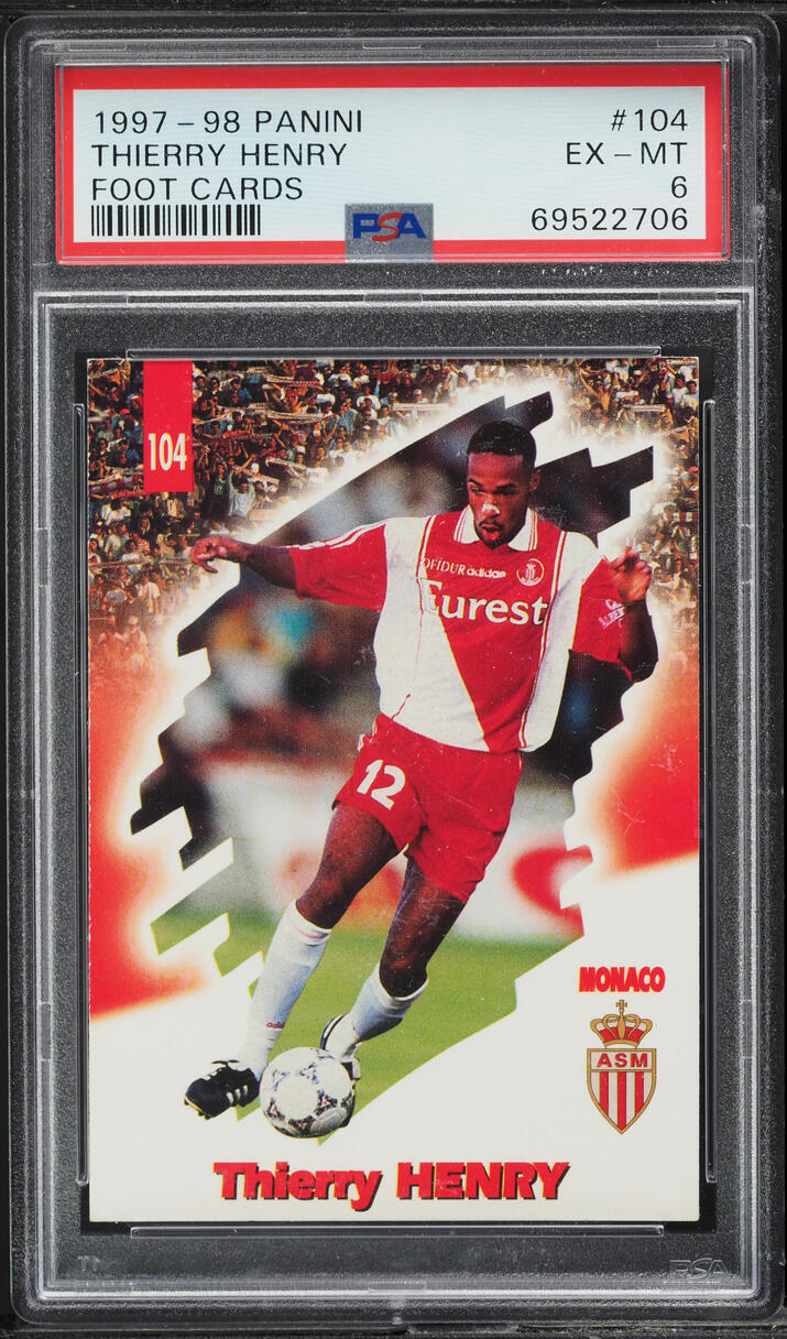 1997 Panini Foot Cards Thierry Henry ROOKIE #104 PSA 6 EXMT